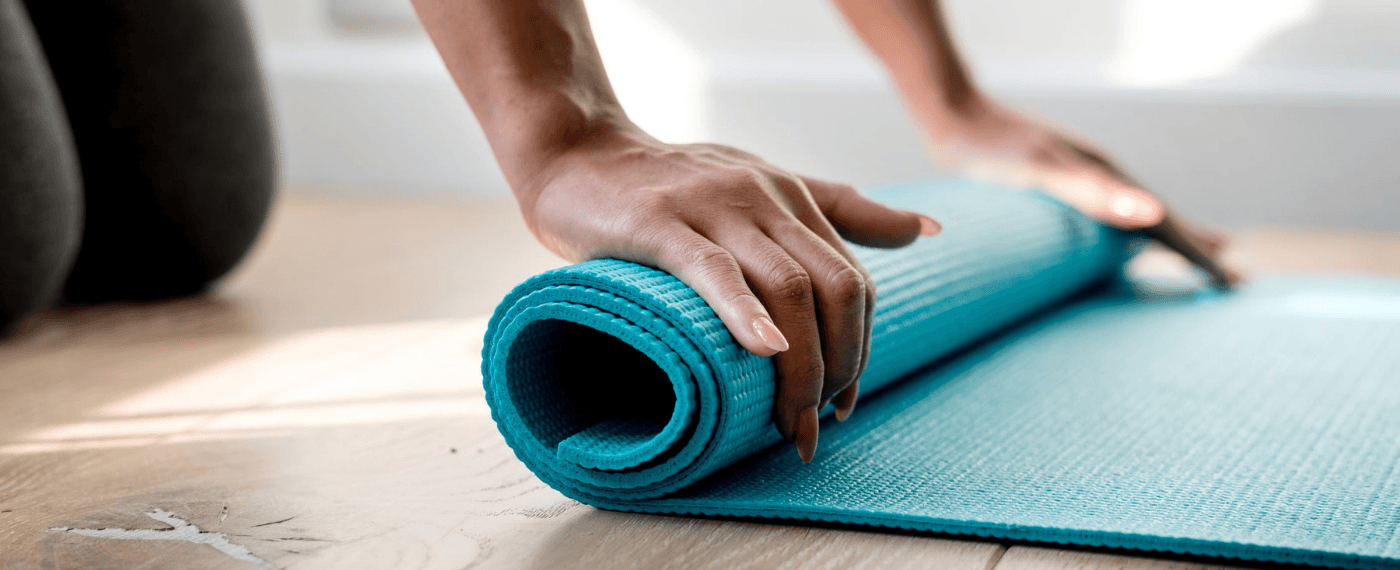 yoga mat being rolled up the right way