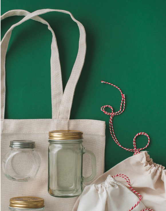 Reusable grocery bag and mason jars