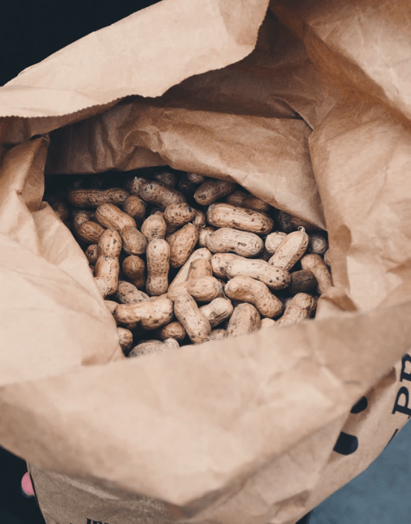A large back of fresh peanuts
