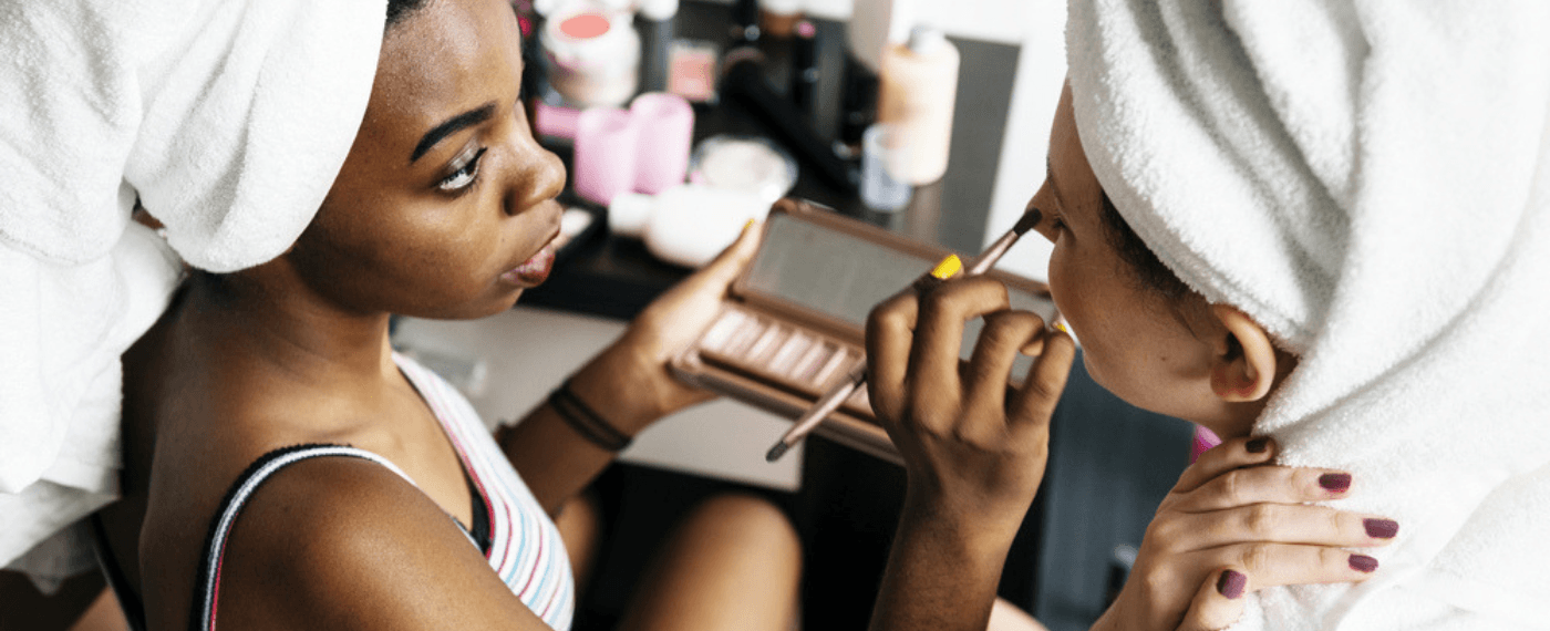 Non-comedogenic foundation being applied to a woman's face