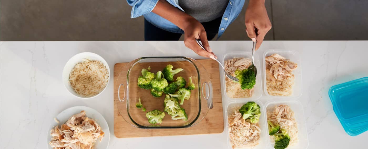 woman prepping fast and healthy meals
