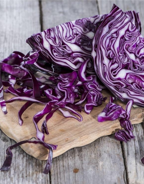 Cabbage on a cutting board, rich in antioxidants