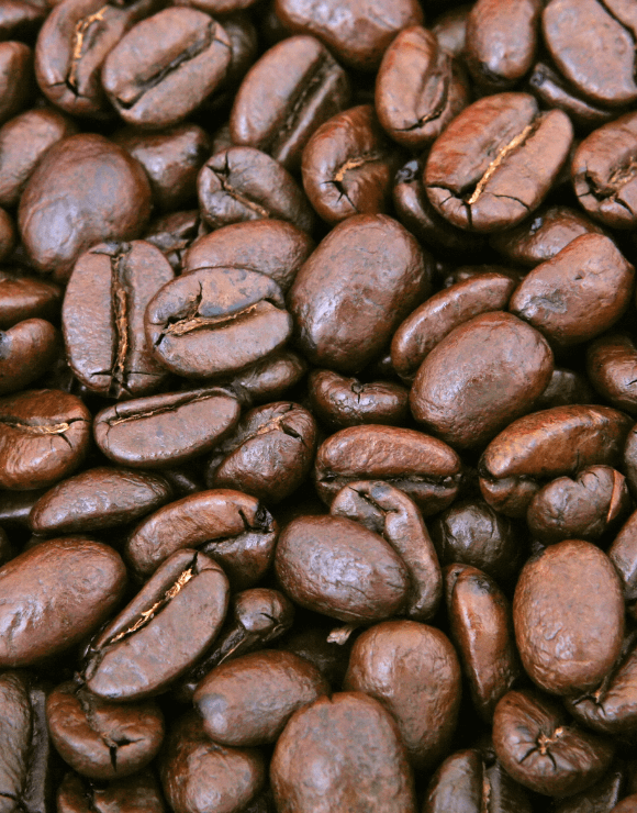 Raw coffee beans used for makeup