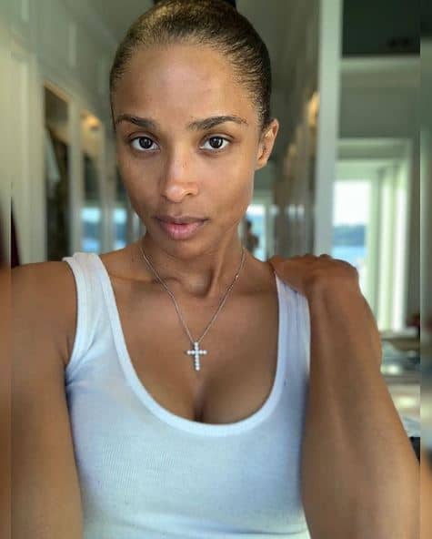Ciara talking a selfie using only her natural face