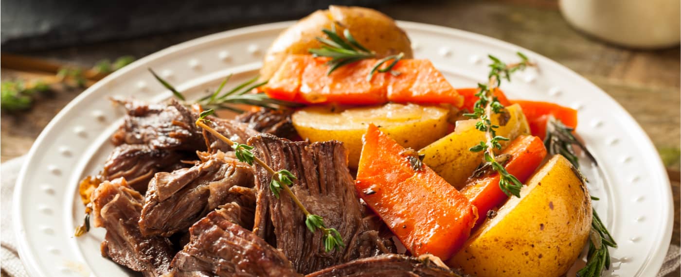 Pot roast with potatoes, perfectly prepared in a slow cooker