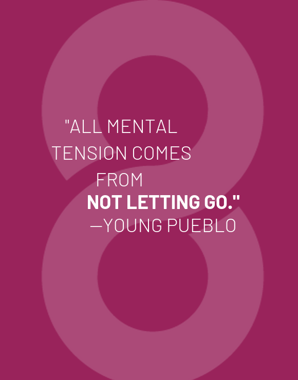 Young Pueblo quote on purple background