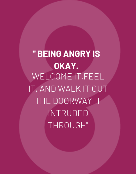 being angry is okay quote on purple background