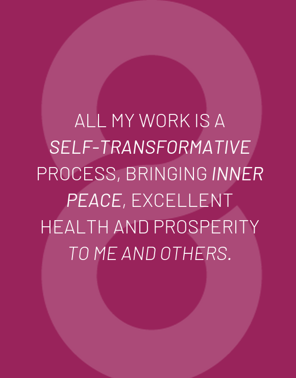 Quote about self-transformation for inner peace on purple background