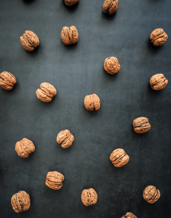 Scattered walnuts on the floor