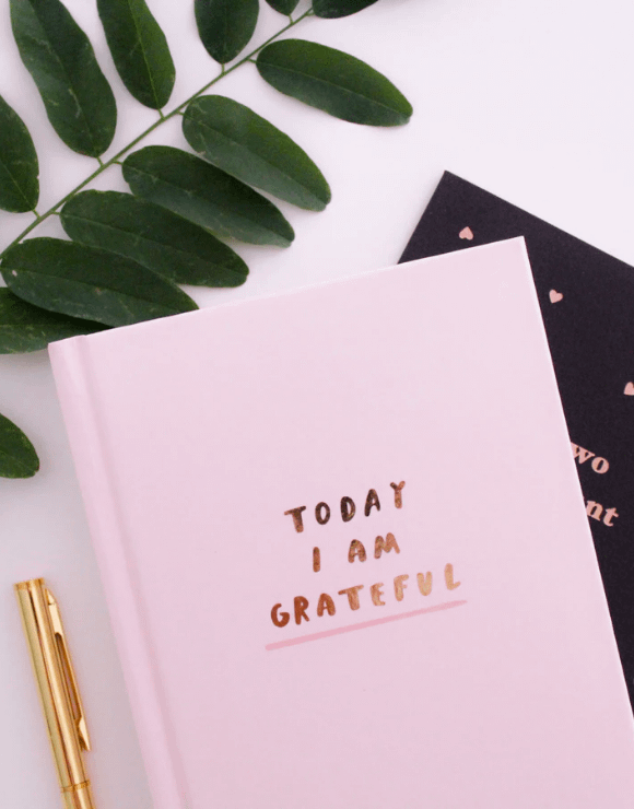 A journal used to document grateful thoughts for mindfulness