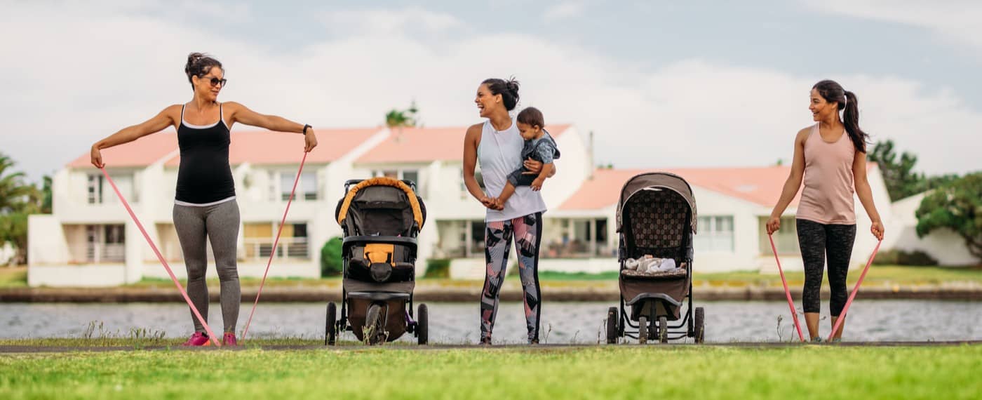 New mothers exercising together to get rid of baby weight
