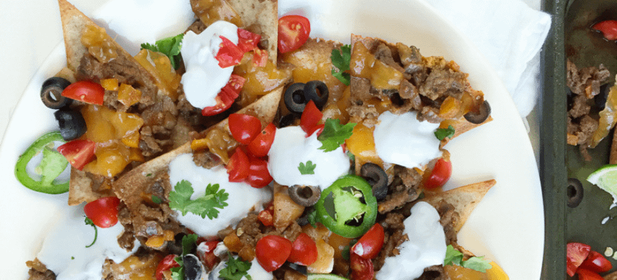 A surprisingly healthy plate of loaded nachos