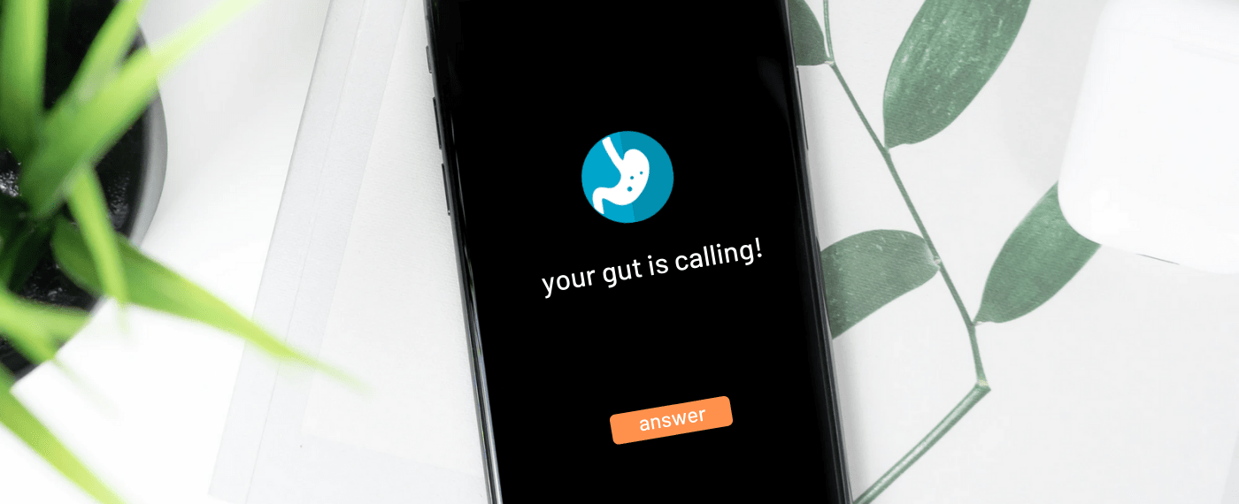 Smartphone app sending notifications to help with listening to your gut health