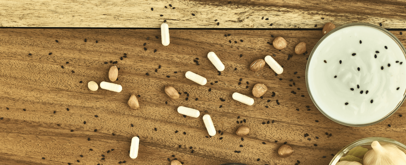 Scattered seeds and supplements that contain probiotics