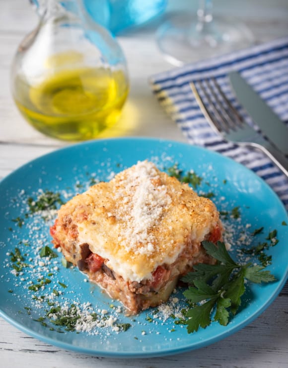 A plate of Greek Moussaka