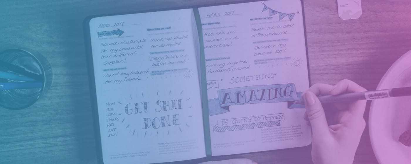 A daily journal with inspirational notes